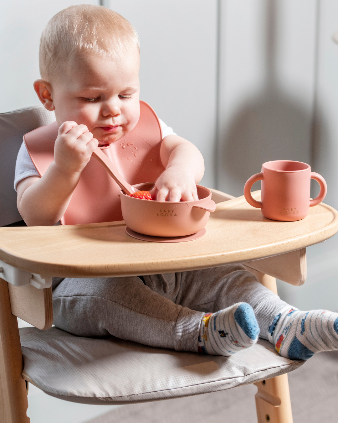 Weaning Gift Set | Luxe Silicone | All you need Essentials | Mess-Free | Grippy non-slip suction | Easy Clean | Dentist Developed (Dusky Rose) - £80 Value