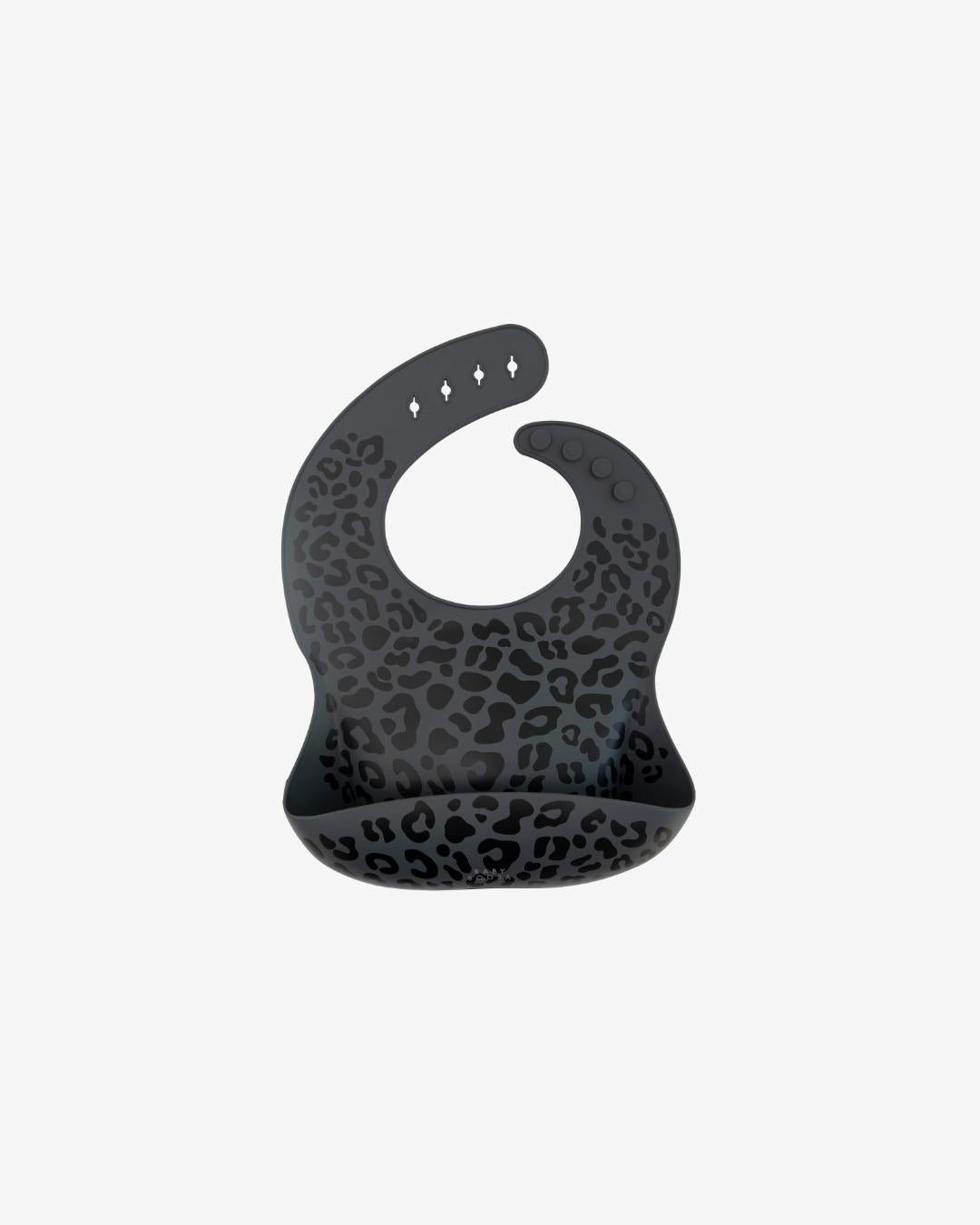 Comfort Bib | Adjustable-Fit | Easy Clean | No-Mess | No-Spill | Deep Catch (Charcoal Leopard Print)