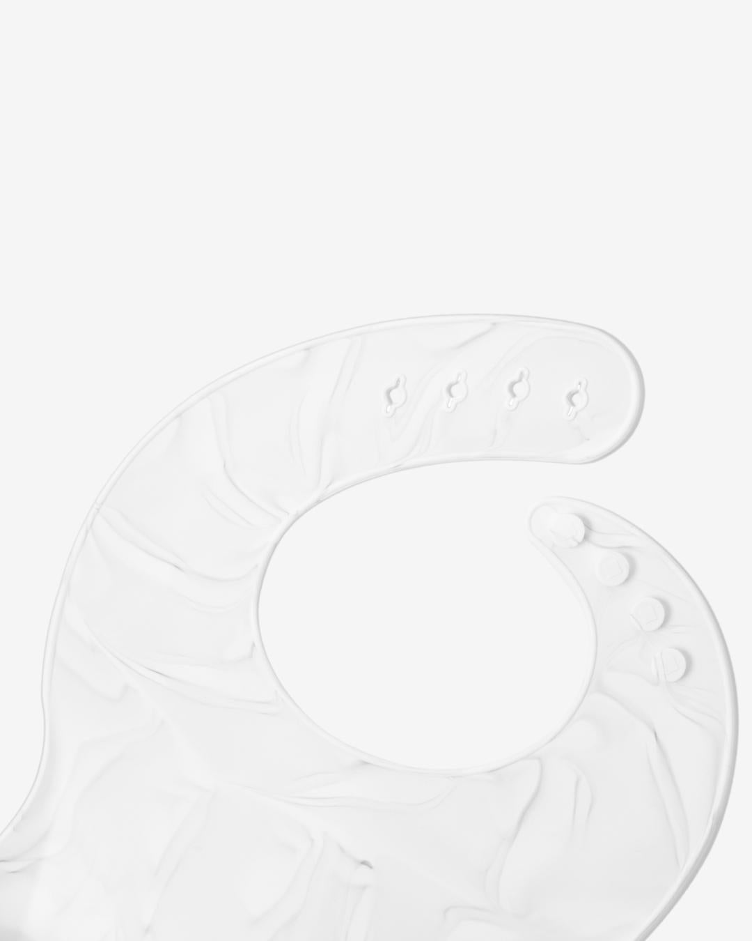 Comfort Bib | Adjustable-Fit | Easy Clean | No-Mess | No-Spill | Deep Catch (White Marble)
