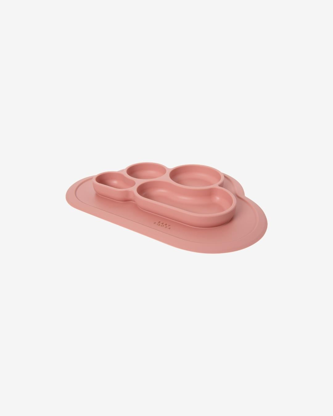 Weaning Cloud Plate Mat | Grippy Suction | Non-slip | Catch-food | Side scoops | Easy clean (Dusky Rose)