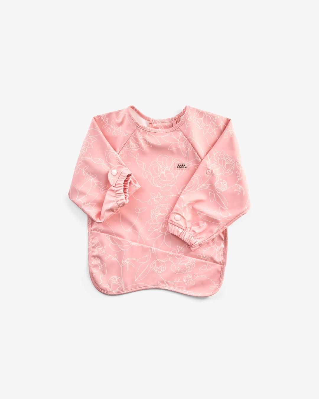 Comfort Fit Coverall Bib | Adjustable Neck & Arms | Easy Clean | No-mess | Waterproof | Eco Recycled (Sakura Print)