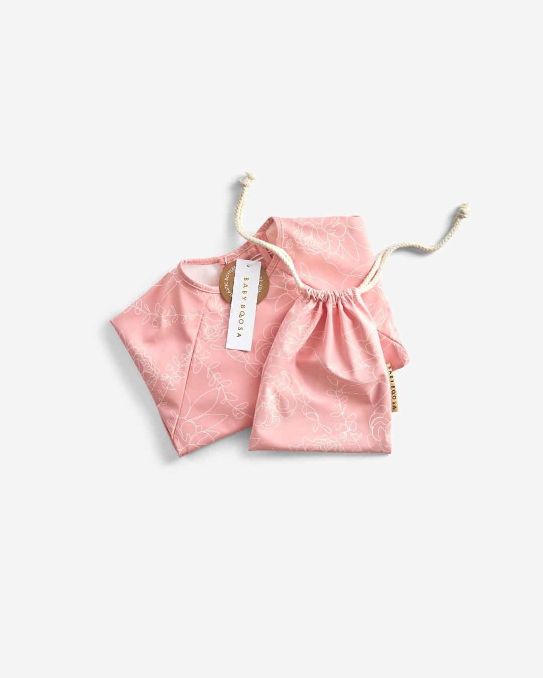 Comfort Fit Coverall Bib | Adjustable Neck & Arms | Easy Clean | No-mess | Waterproof | Eco Recycled (Sakura Print)