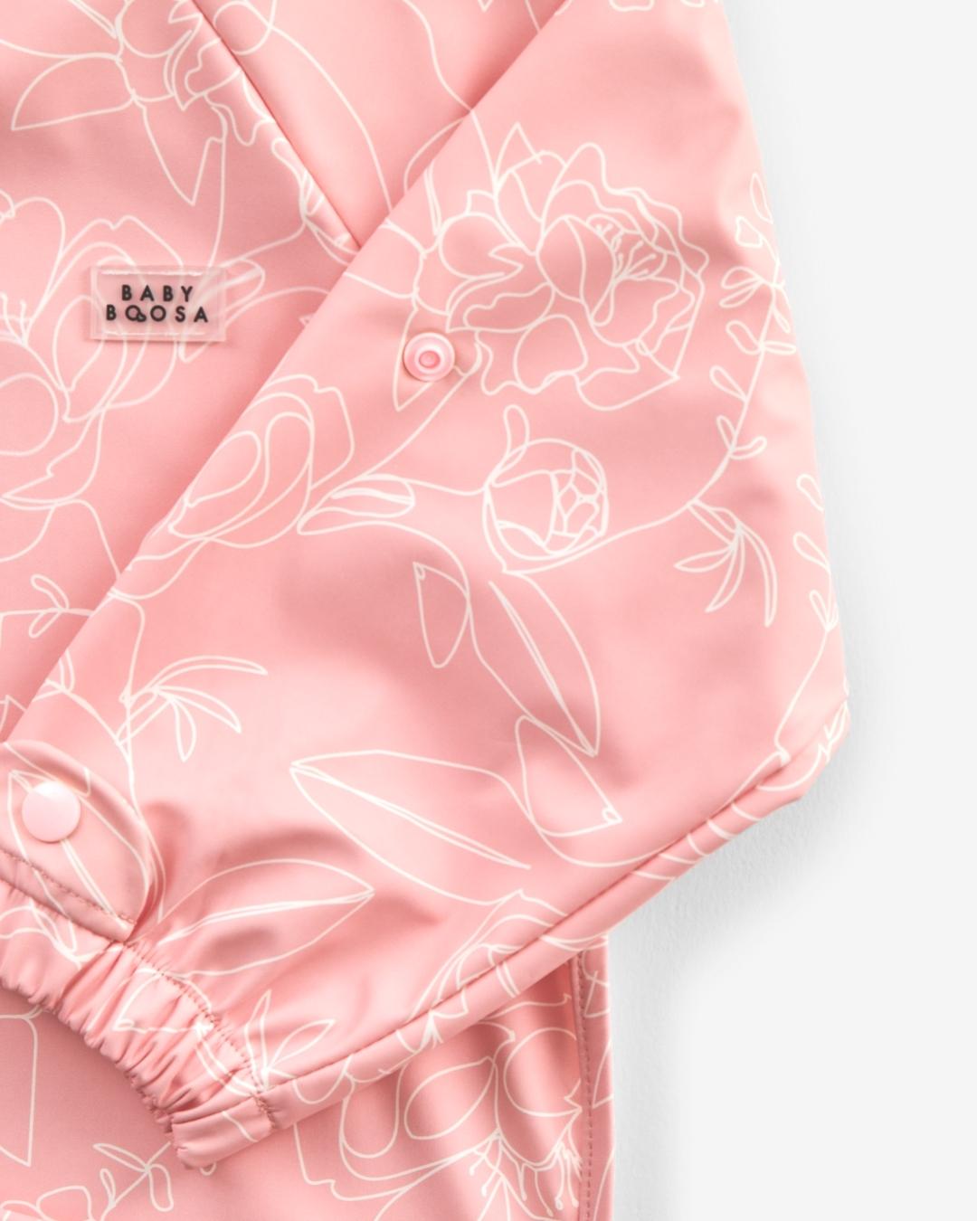 Comfort Fit Coverall Bib | Adjustable Neck & Arms | Easy Clean | No-mess | Waterproof | Eco Recycled (Sakura Print)