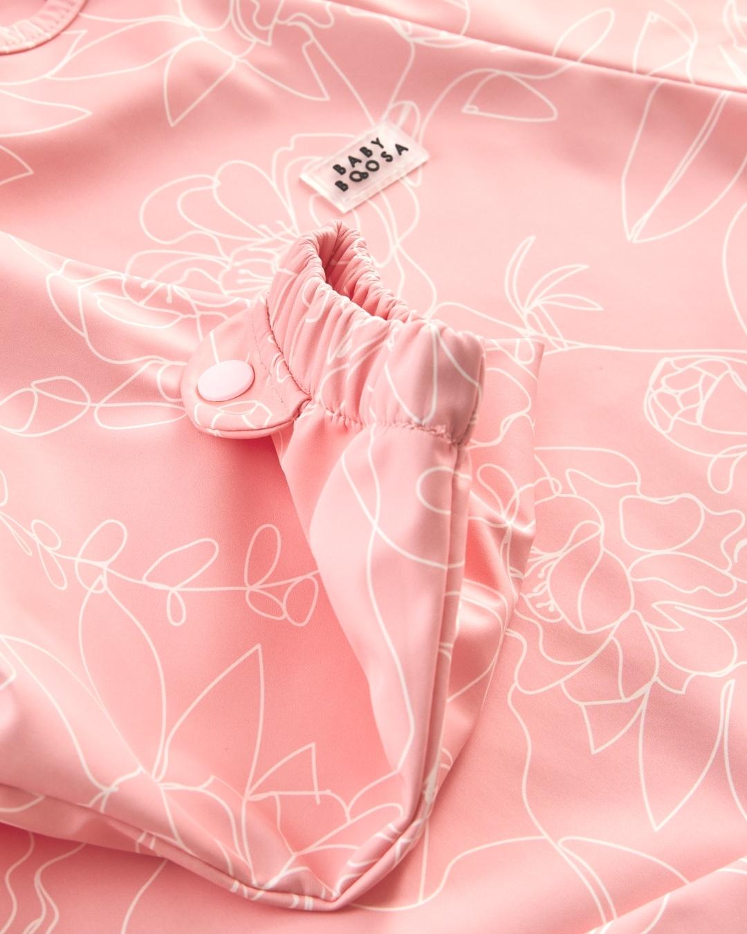 Comfort Fit Coverall Bib | Adjustable Neck & Arms | Easy Clean | No-mess | Waterproof | Eco Recycled (Sakura Print)
