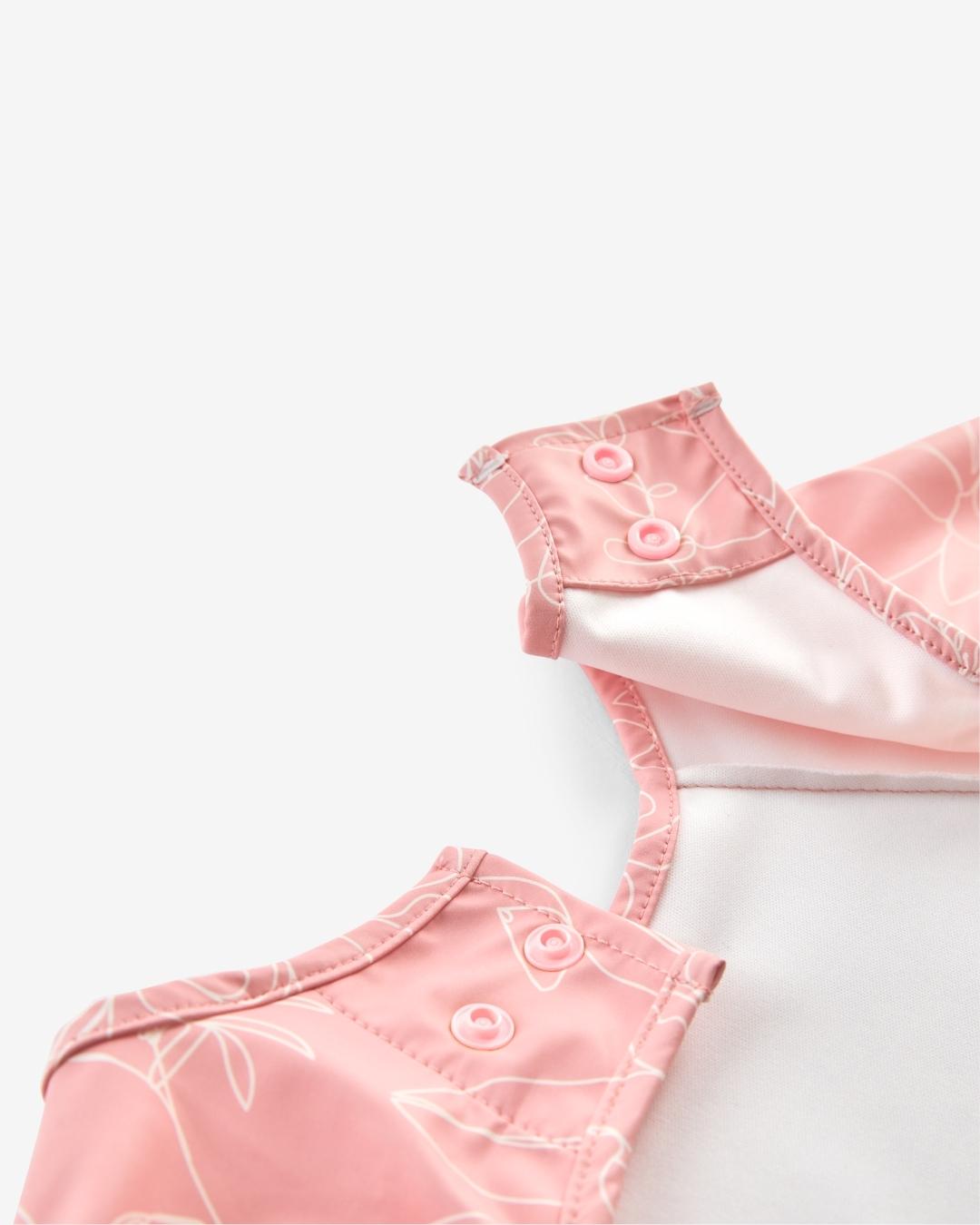 Comfort Fit Coverall Bib | Adjustable Neck & Arms | Easy Clean | No-mess | Waterproof | Eco Recycled (Sakura Print)