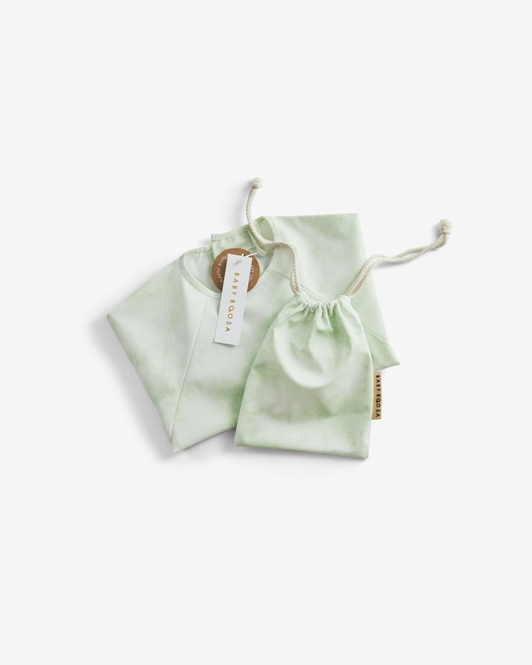 Comfort Fit Coverall Bib | Adjustable Neck & Arms | Easy Clean | No-mess | Waterproof | Eco Recycled (Sage Tie Dye Print)