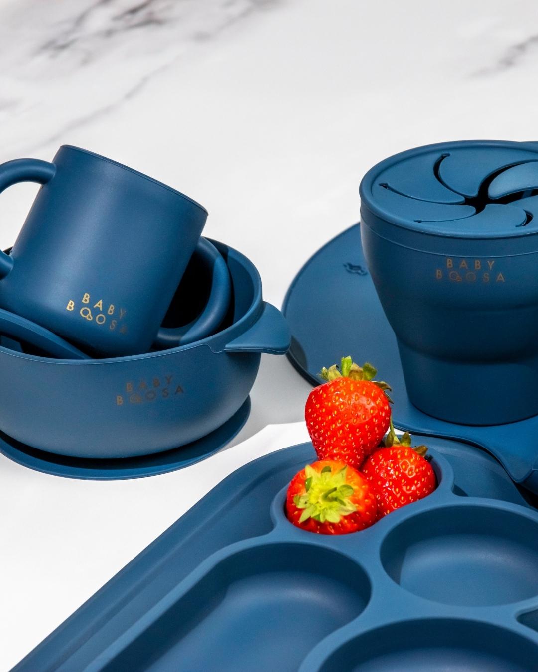 Surprise Snack Pot | Collapsible & Soft | No-Spill | Easy Grip | On-The-Go (Riviera Blue)