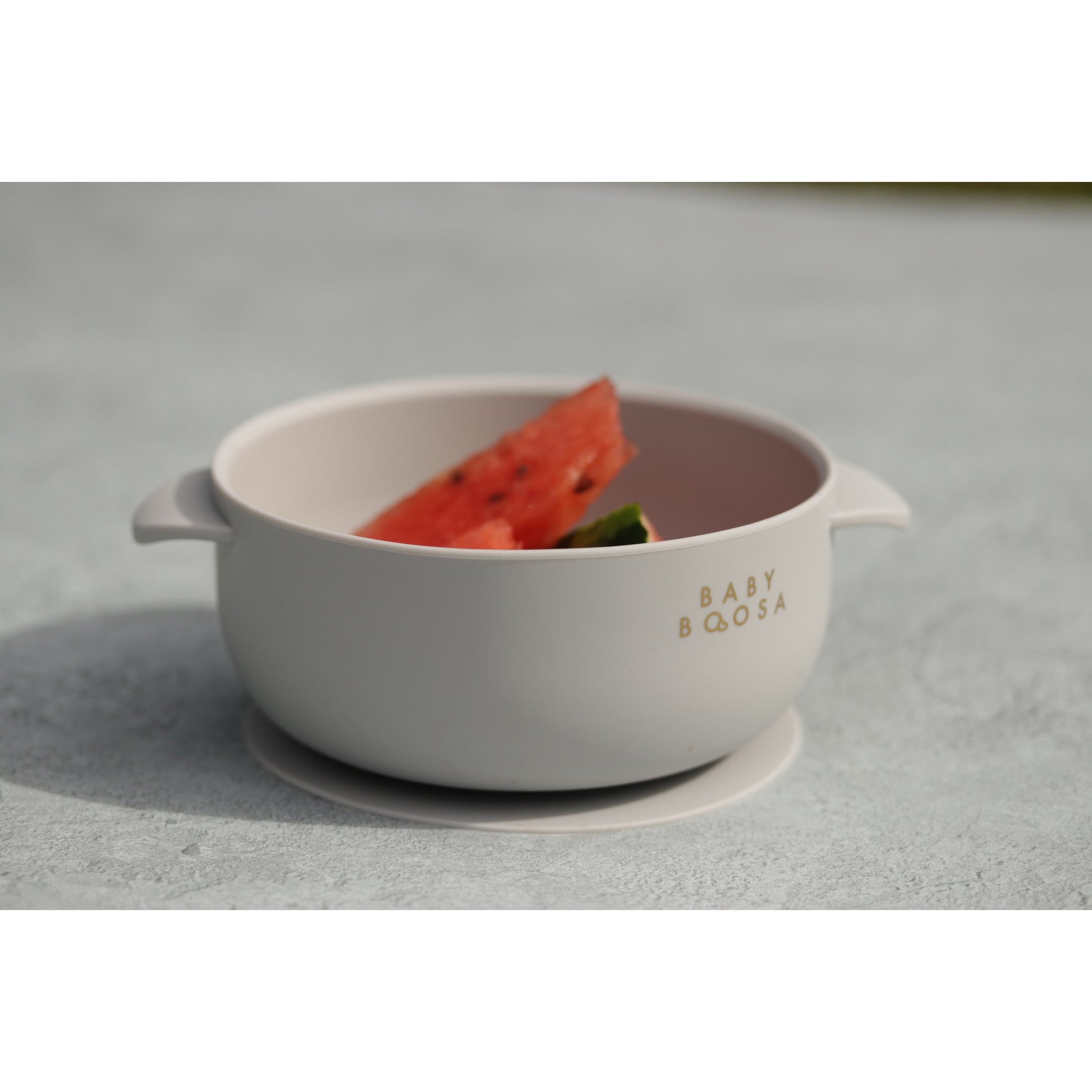 Bowl + Lid + Spoon Set | Grippy Suction | No-Spill | Easy Clean | Teething Soft Spoon (Concrete Grey)