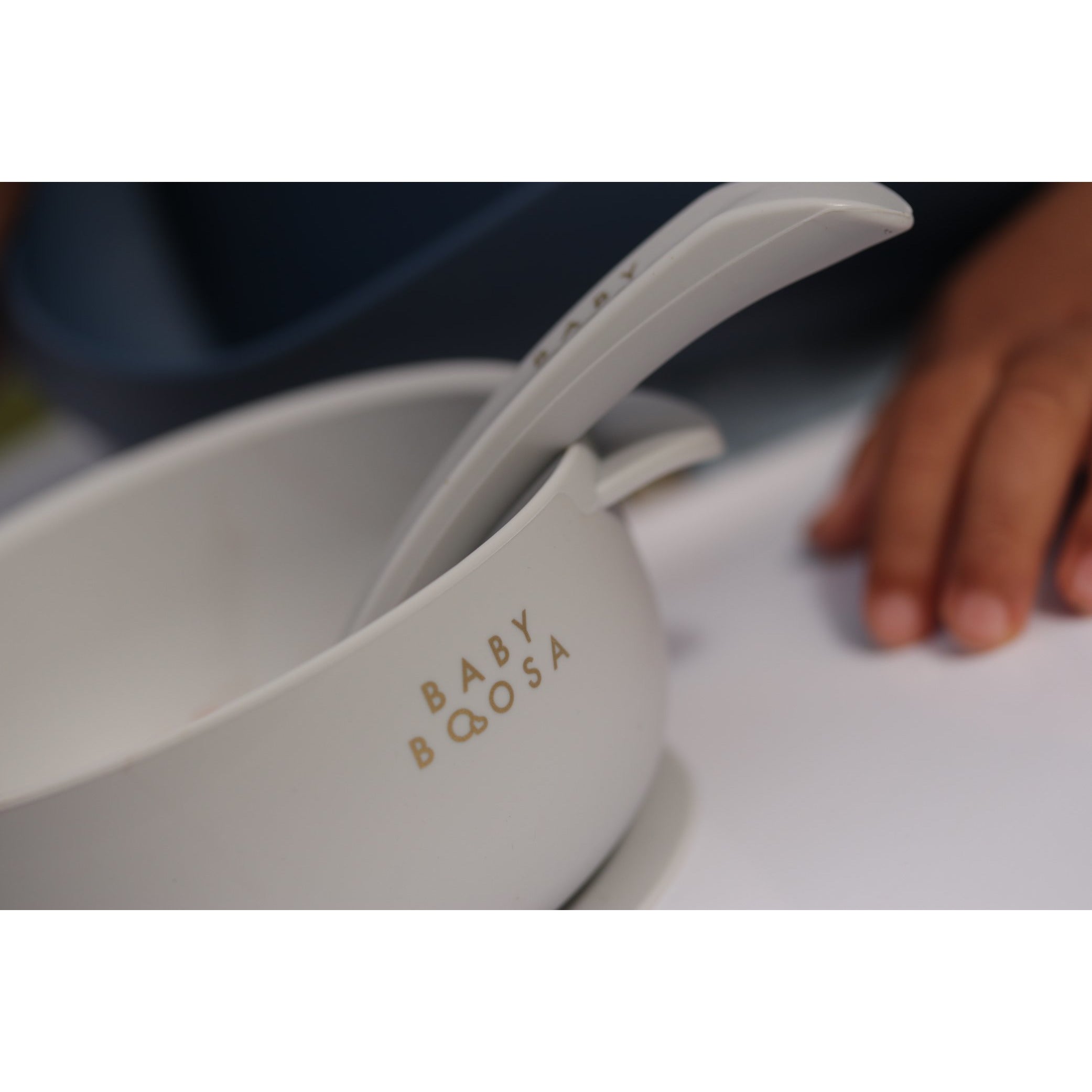 Bowl + Lid + Spoon Set | Grippy Suction | No-Spill | Easy Clean | Teething Soft Spoon (Concrete Grey)