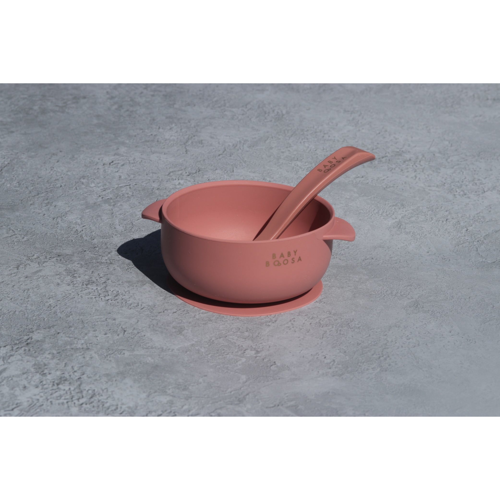 Bowl + Lid + Spoon Set | Grippy Suction | No-Spill | Easy Clean | Teething Soft Spoon (Dusky Rose)