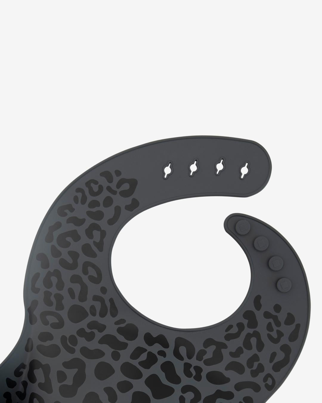 Comfort Bib | Adjustable-Fit | Easy Clean | No-Mess | No-Spill | Deep Catch (Charcoal Leopard Print)