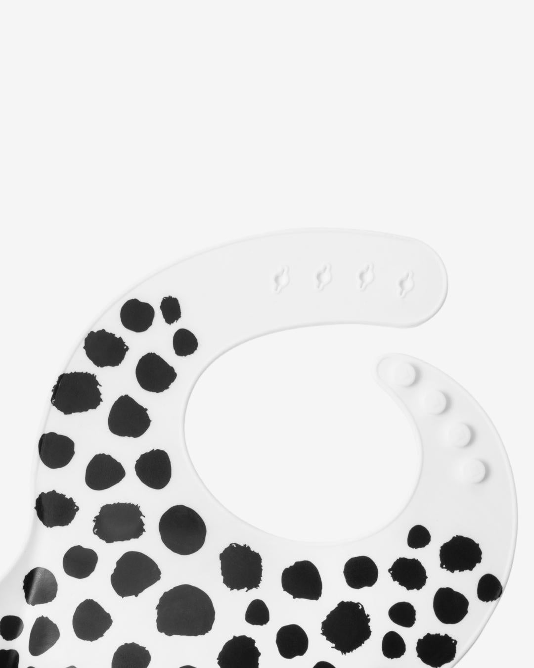 Comfort Bib | Adjustable-Fit | Easy Clean | No-Mess | No-Spill | Deep Catch (Dalmatian Print)