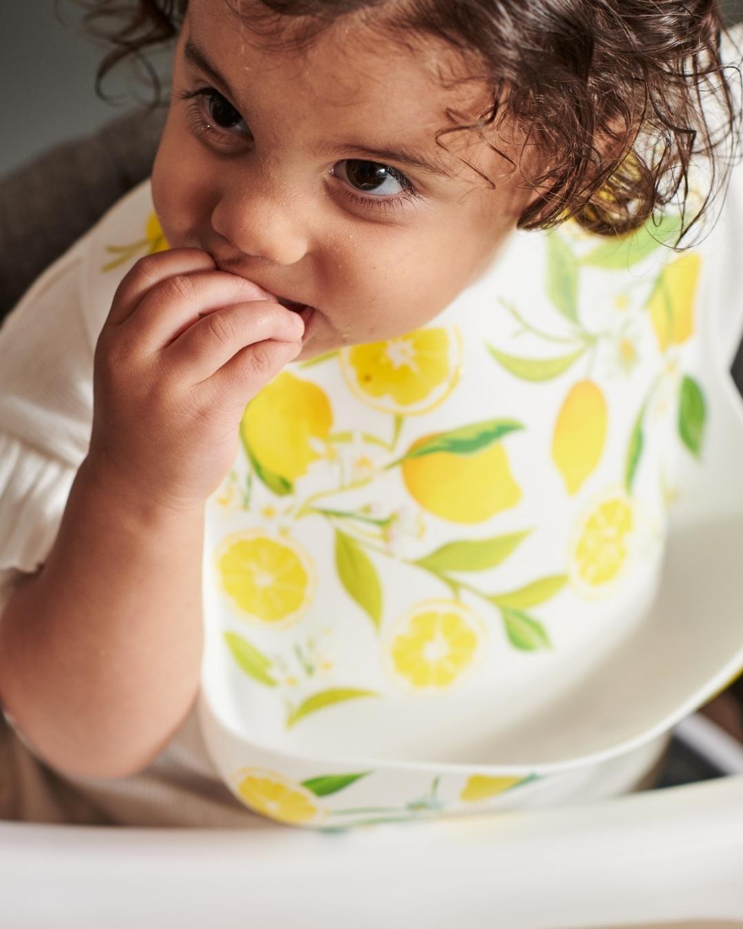 Comfort Bib | Adjustable-Fit | Easy Clean | No-Mess | No-Spill | Deep Catch (The Positano Lemons)