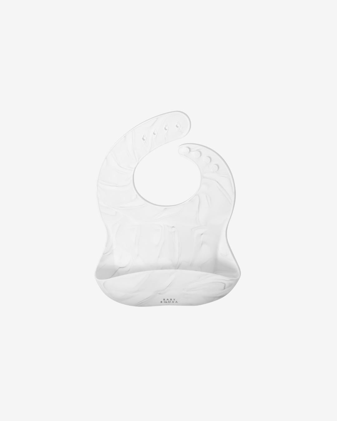 Comfort Bib | Adjustable-Fit | Easy Clean | No-Mess | No-Spill | Deep Catch (White Marble)