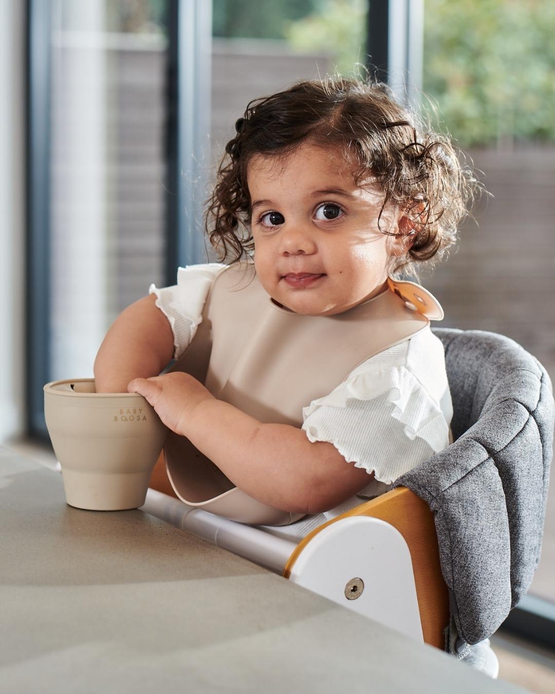 Comfort Bib | Adjustable-Fit | Easy Clean | No-Mess | No-Spill | Deep Catch (Salted Caramel)