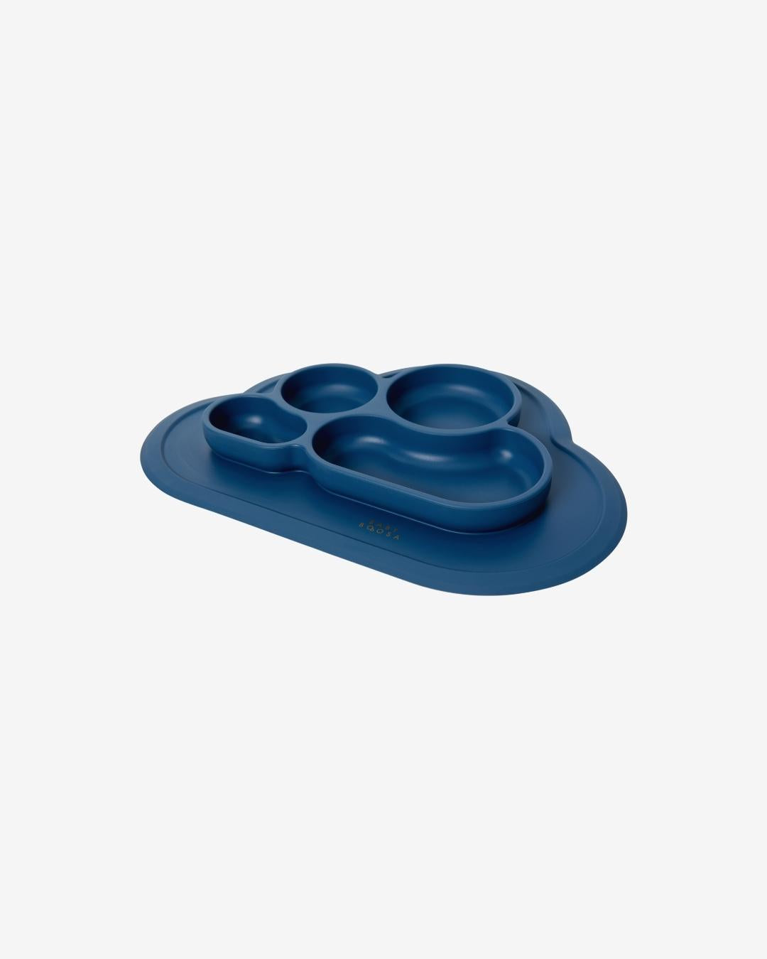 Weaning Cloud Plate Mat | Grippy Suction | Non-slip | Catch-food | Side scoops | Easy clean (Riviera Blue)