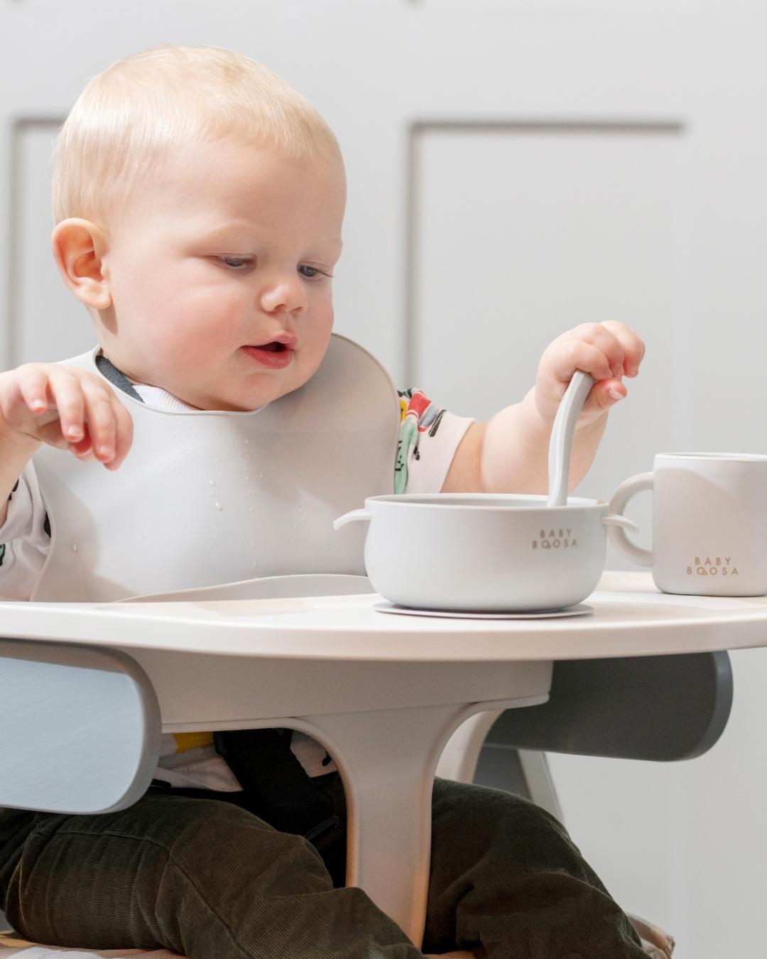 Bowl + Lid + Spoon Set | Grippy Suction | No-Spill | Easy Clean | Teething Soft Spoon