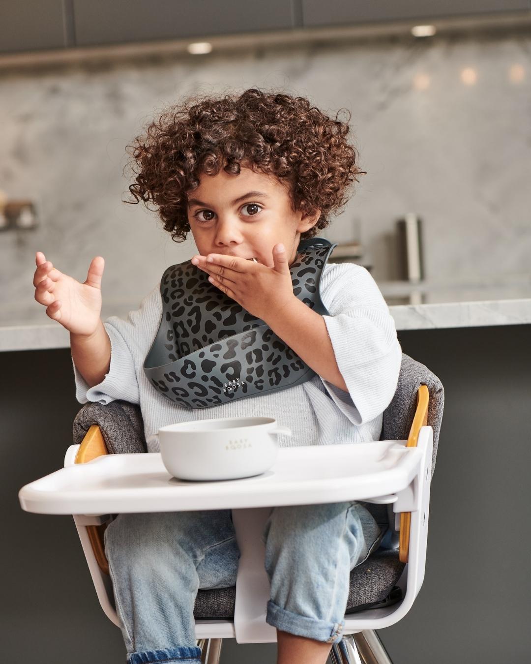 Bowl + Lid + Spoon Set | Grippy Suction | No-Spill | Easy Clean | Teething Soft Spoon (Charcoal Grey)