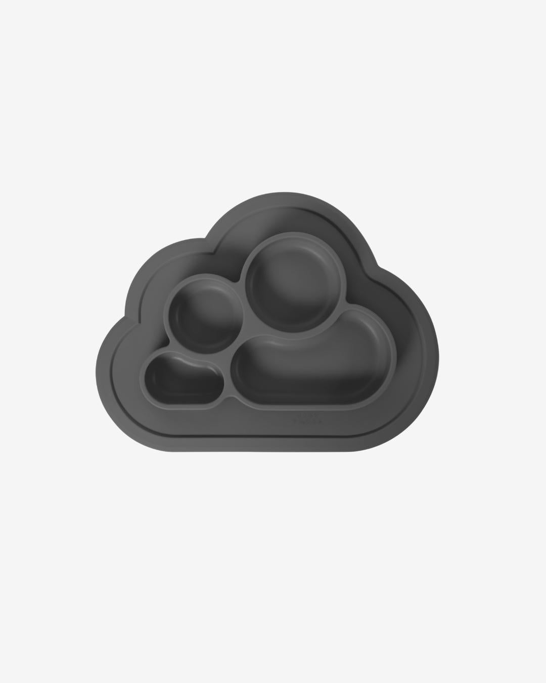 Weaning Cloud Plate Mat | Grippy Suction | Non-slip | Catch-food | Side scoops | Easy clean (Charcoal Grey)