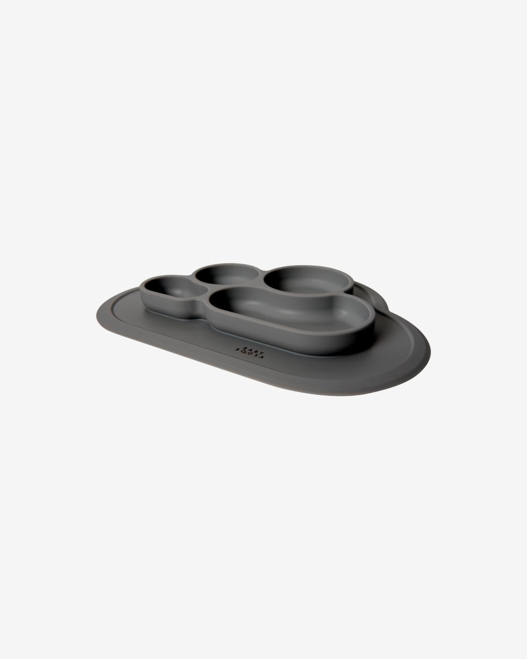 Weaning Cloud Plate Mat | Grippy Suction | Non-slip | Catch-food | Side scoops | Easy clean (Charcoal Grey)