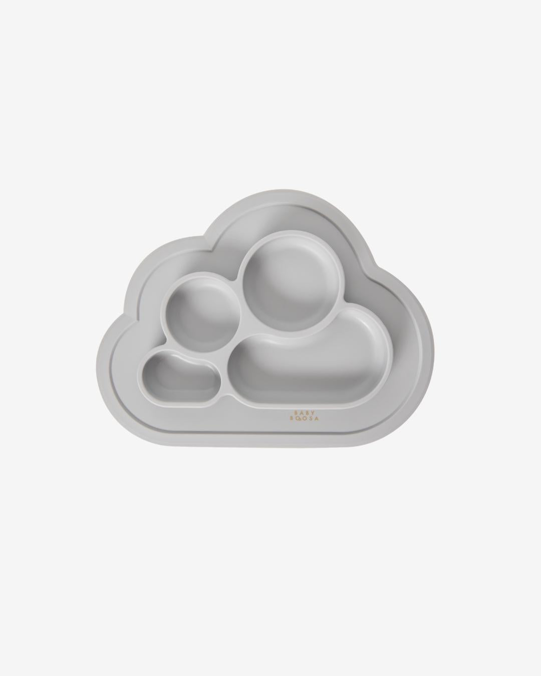 Weaning Cloud Plate Mat | Grippy Suction | Non-slip | Catch-food | Side scoops | Easy clean (Concrete Grey)