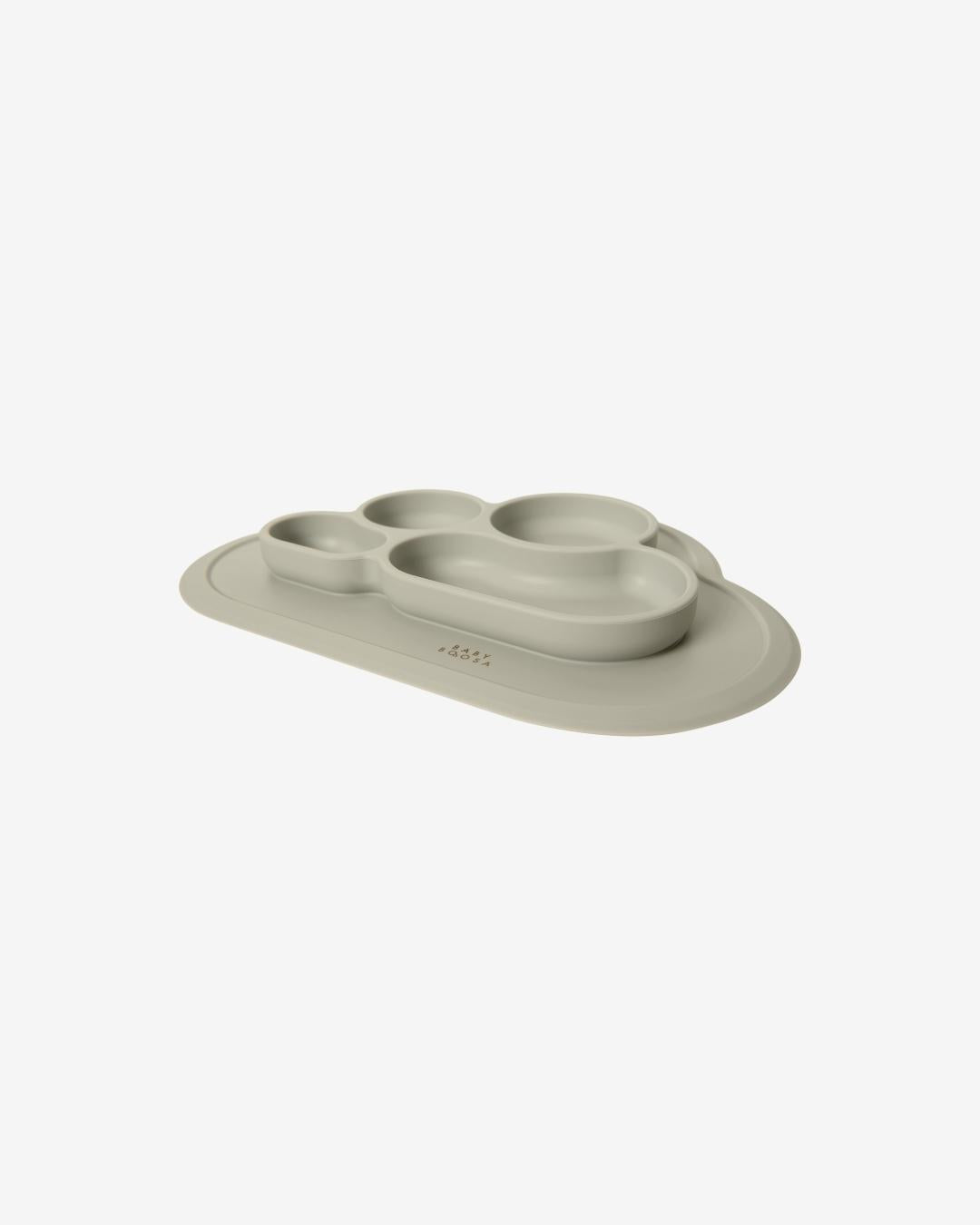 Weaning Cloud Plate Mat | Grippy Suction | Non-slip | Catch-food | Side scoops | Easy clean (Salted Caramel)