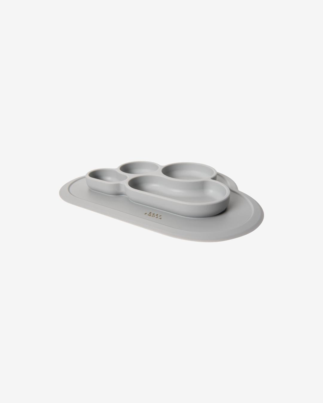 Weaning Cloud Plate Mat | Grippy Suction | Non-slip | Catch-food | Side scoops | Easy clean (Concrete Grey)