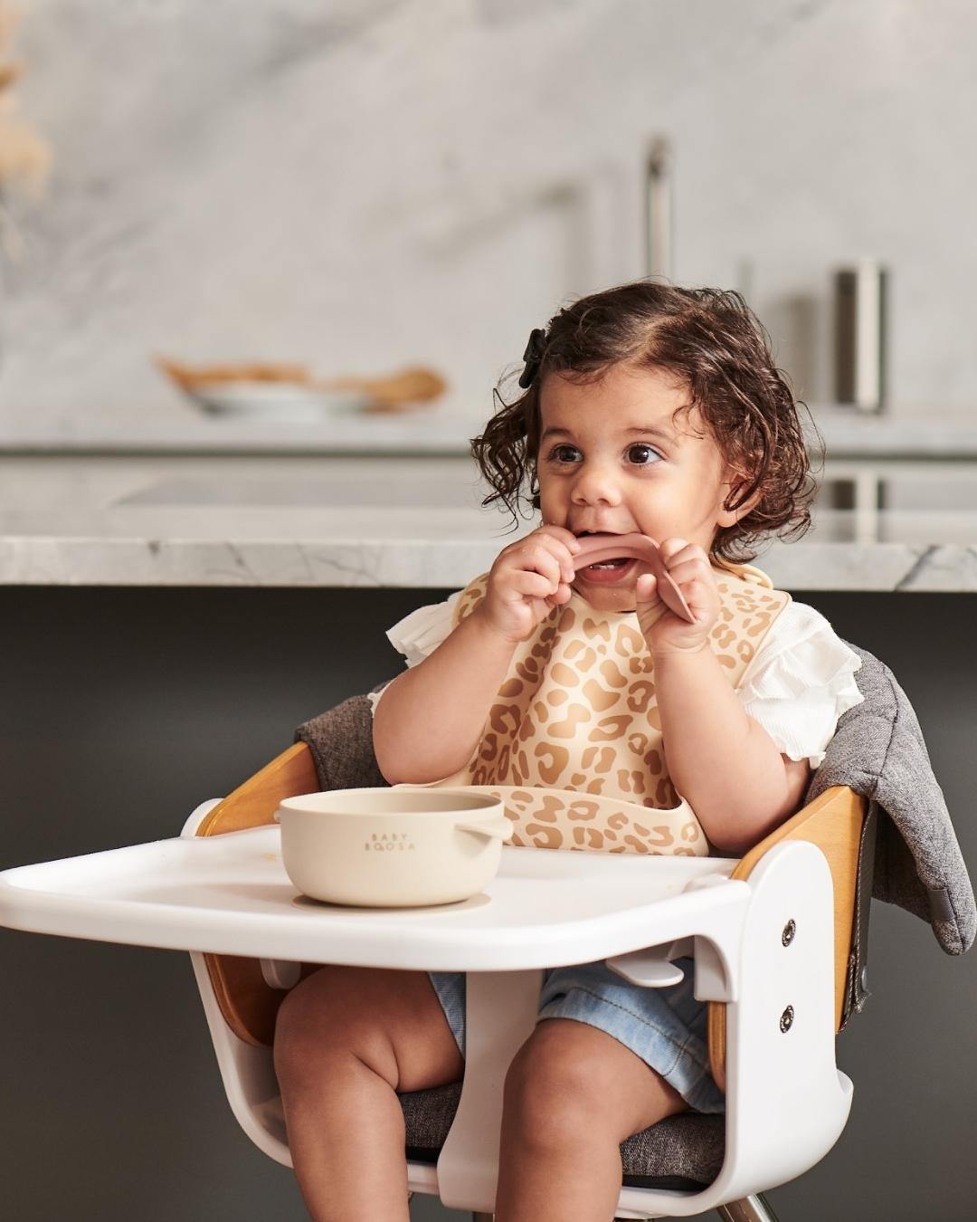 Bowl + Lid + Spoon Set | Grippy Suction | No-Spill | Easy Clean | Teething Soft Spoon | Salted Caramel