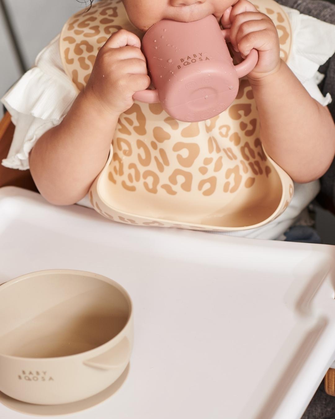 Bowl + Lid + Spoon Set | Grippy Suction | No-Spill | Easy Clean | Teething Soft Spoon | Salted Caramel