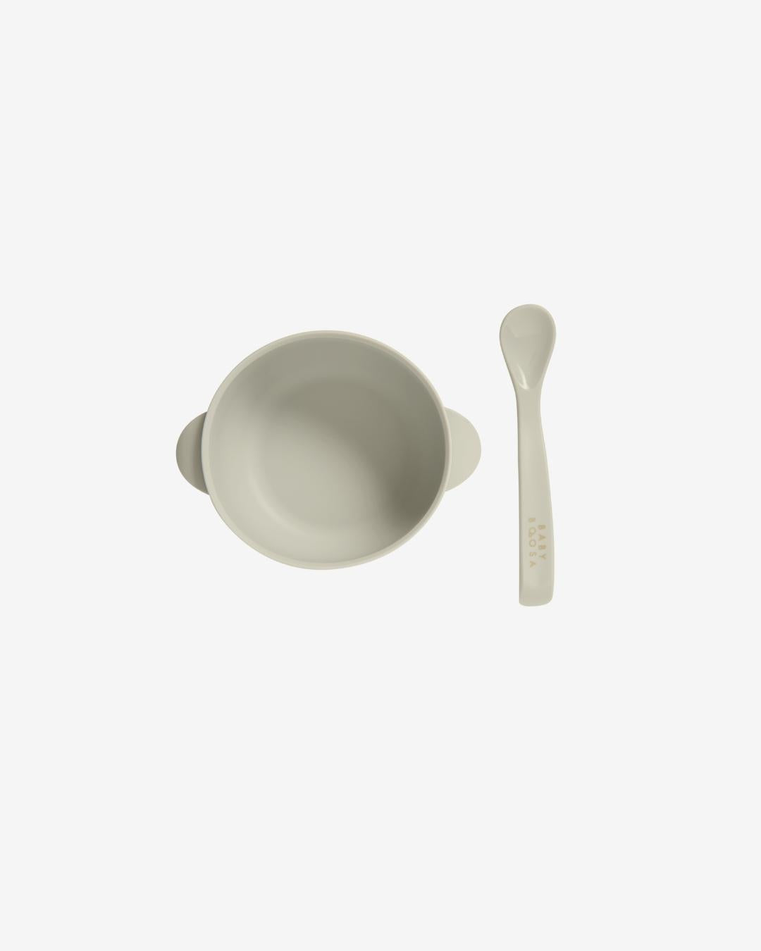 Bowl + Lid + Spoon Set | Grippy Suction | No-Spill | Easy Clean | Teething Soft Spoon | Salted Caramel