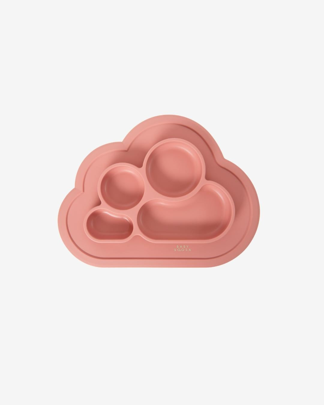Weaning Cloud Plate Mat | Grippy Suction | Non-slip | Catch-food | Side scoops | Easy clean (Dusky Rose)
