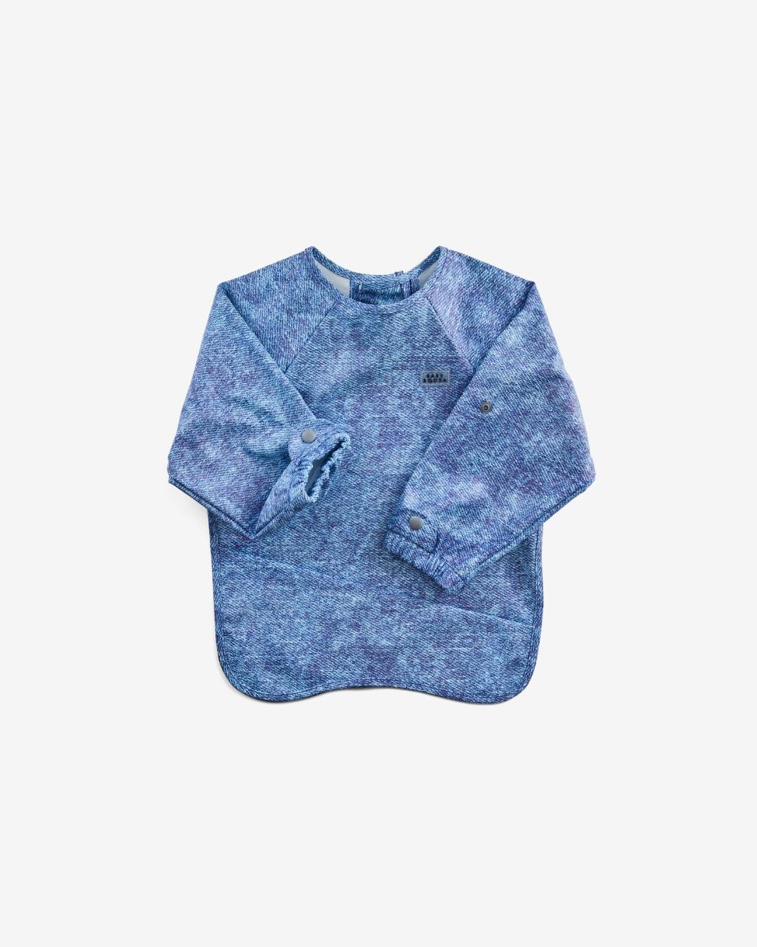 Comfort Fit Coverall Bib | Adjustable Neck &amp; Arms | Easy Clean | No-mess | Waterproof | Eco Recycled (Denim Blue Print)