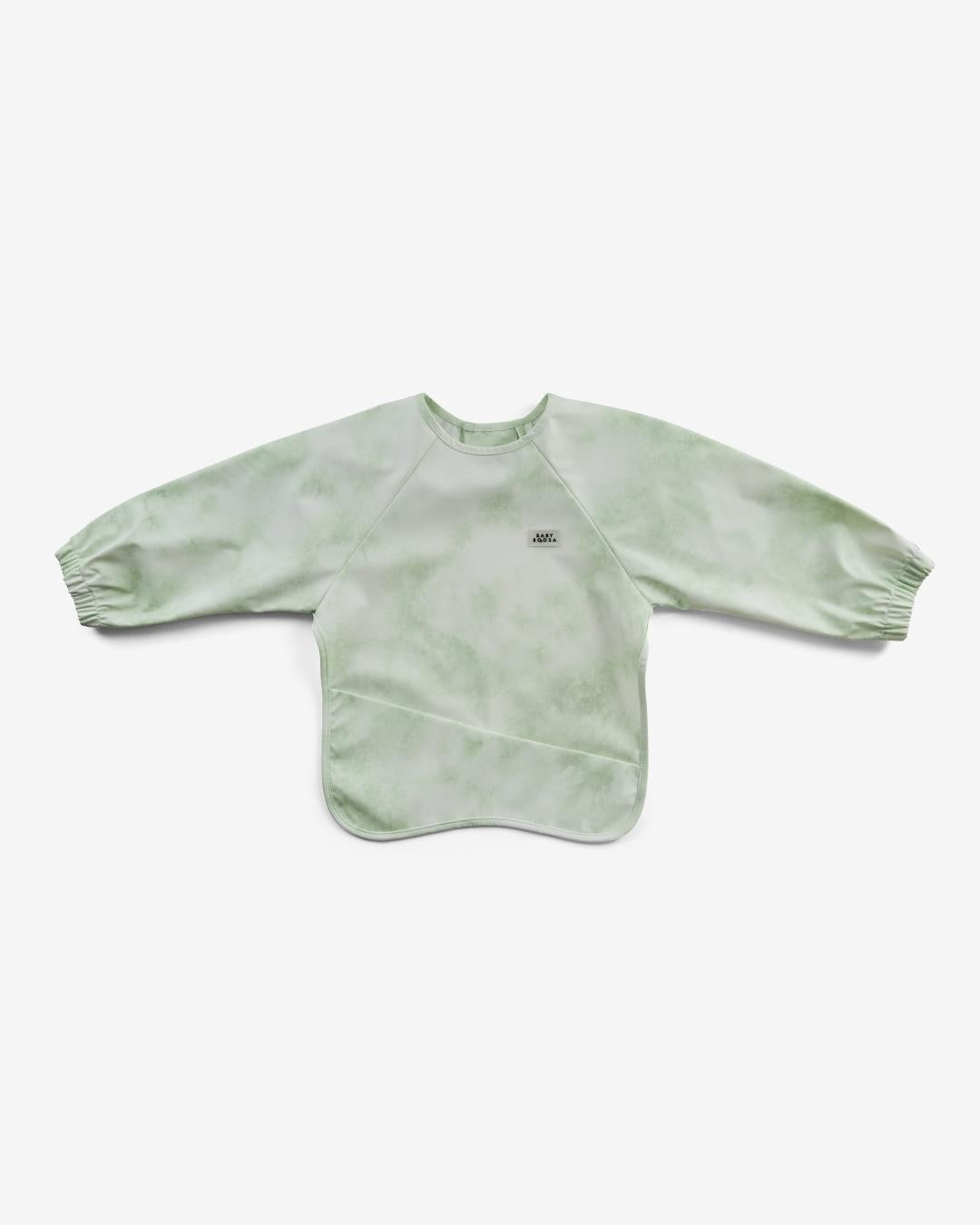 Comfort Fit Coverall Bib | Adjustable Neck &amp; Arms | Easy Clean | No-mess | Waterproof | Eco Recycled (Sage Tie Dye Print)