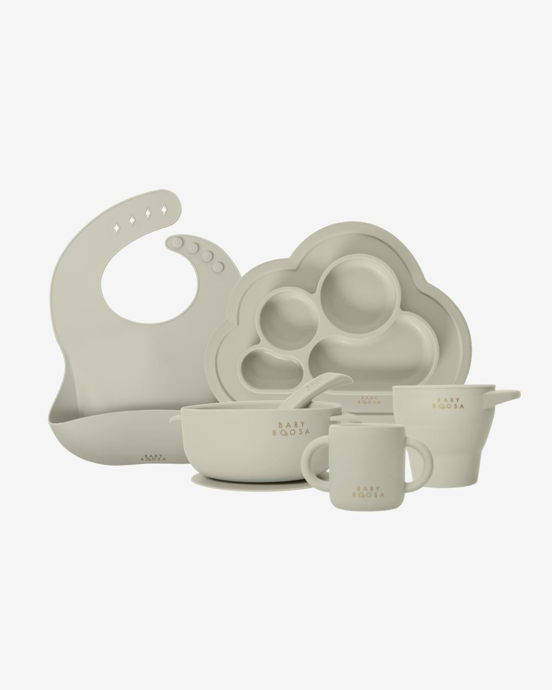 Weaning Gift Set | Luxe Silicone | All you need Essentials | Mess-Free | Grippy non-slip suction | Easy Clean | Dentist Developed (Salted Caramel) - £80 Value