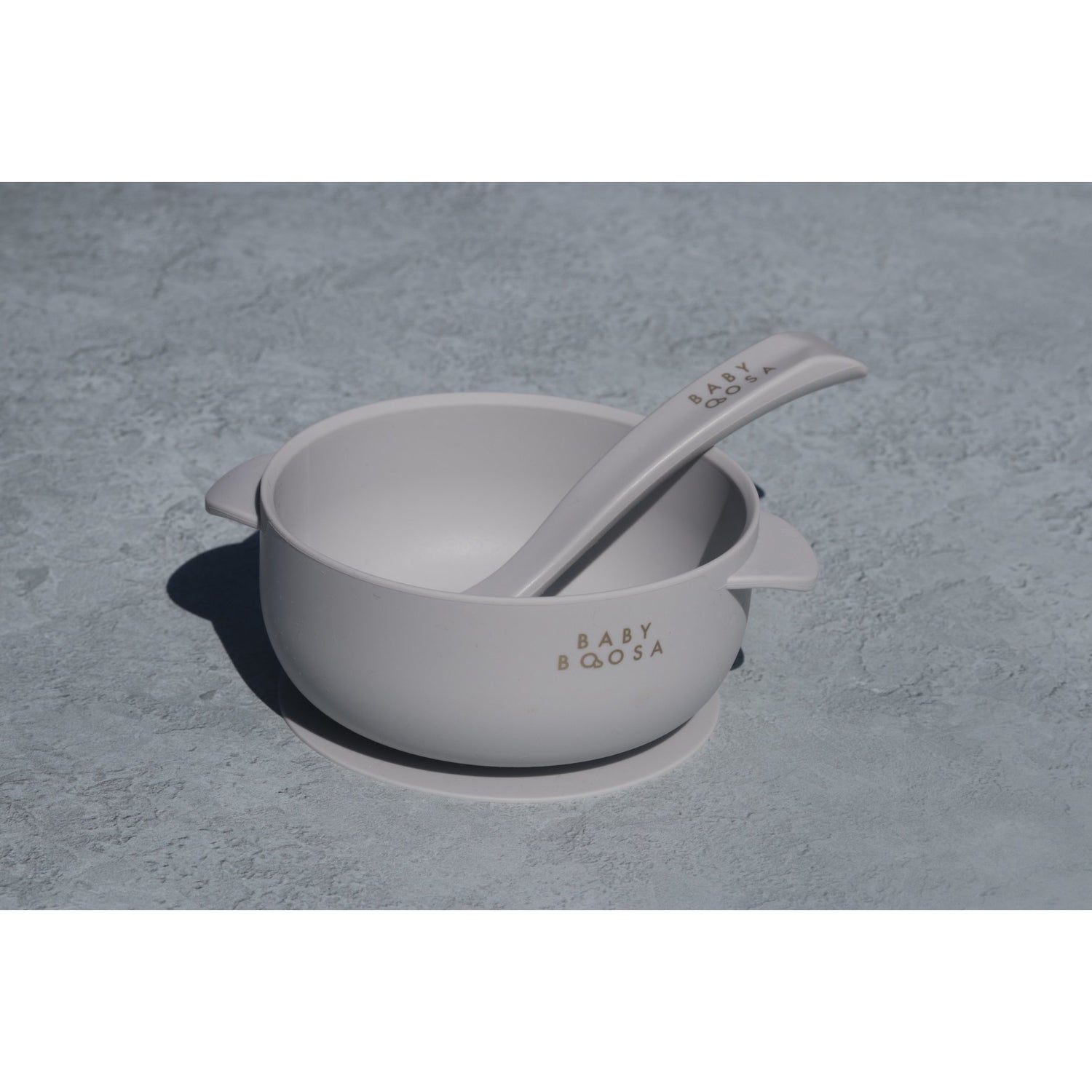 Bowl + Lid + Spoon Set | Grippy Suction | No-Spill | Easy Clean | Teething Soft Spoon (Concrete Grey)